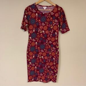 LuLaRoe Dress Small Julia Bodycon Floral Boho Pattern Slinky Fitted Sexy Pencil